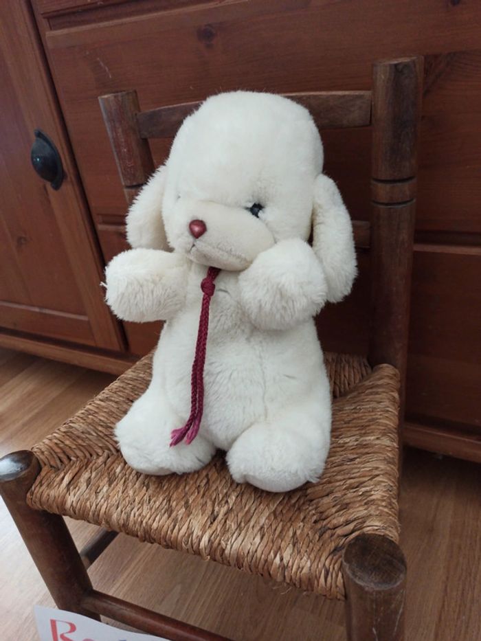 peluche vintage Gund chien blanc grelot - photo numéro 5