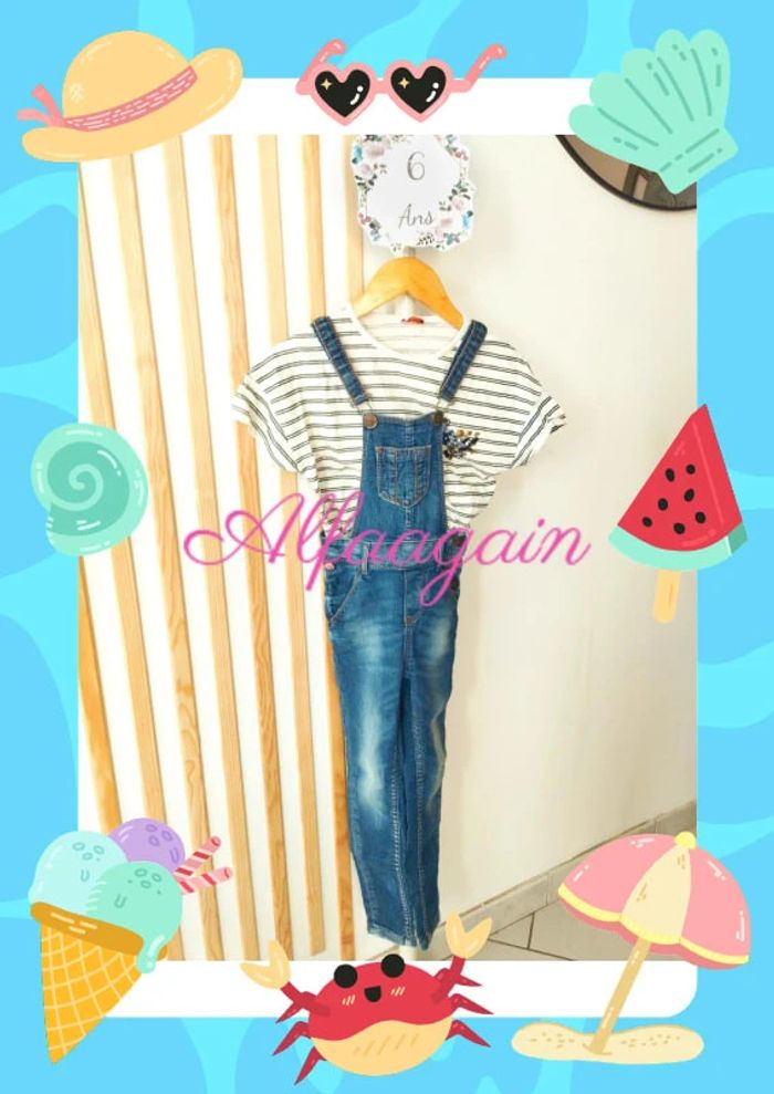 Ensemble salopette chipie t-shirt tao 6ans