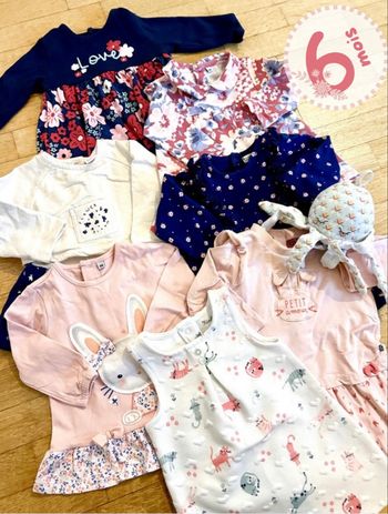 👗 Lot de 7 jolies robes - 6 mois