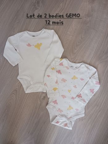 Lot de 2 bodies Gemo 12 mois