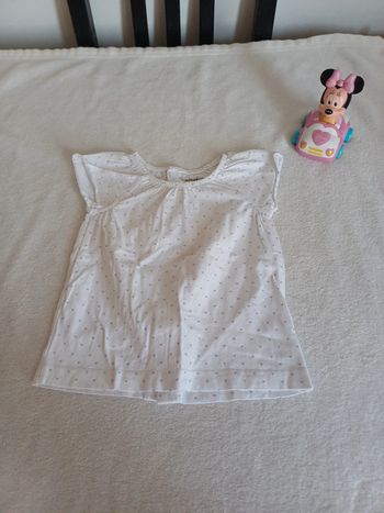 T-shirt blanc à point 6 mois Kitchoun