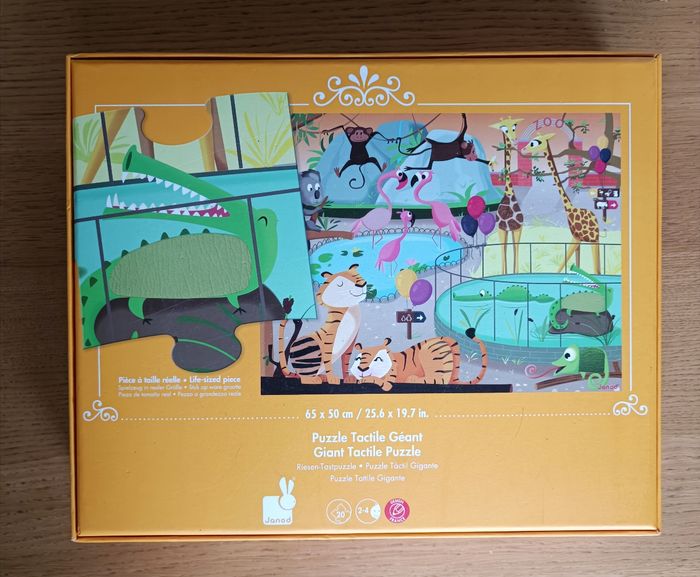Puzzle géant tactile Janod "Journée au zoo" 20 pièces 2 ans - photo numéro 3