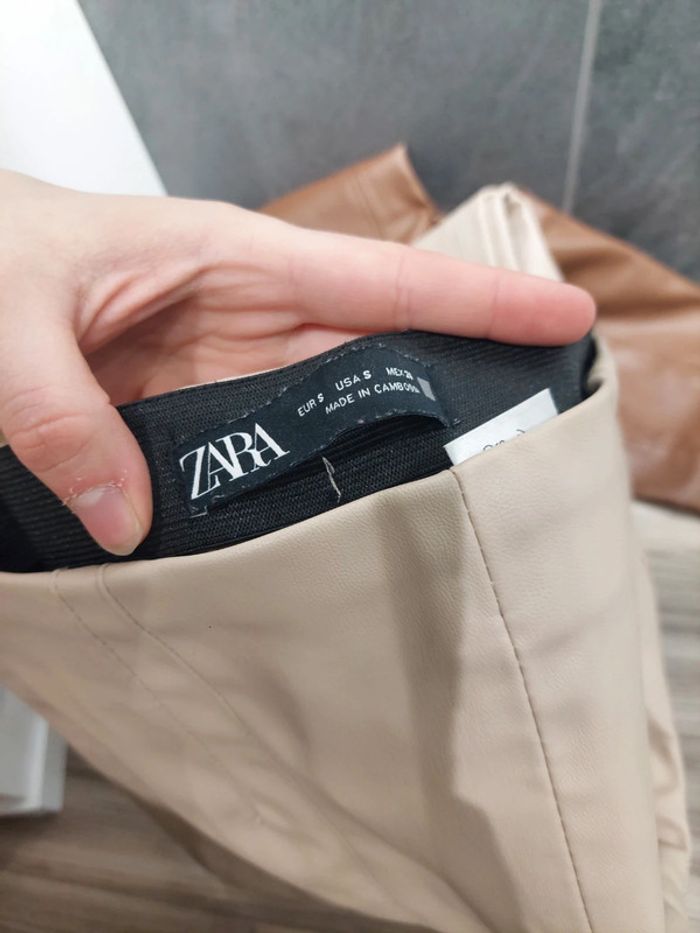 Pantalon similicuir beige zara tS - photo numéro 2