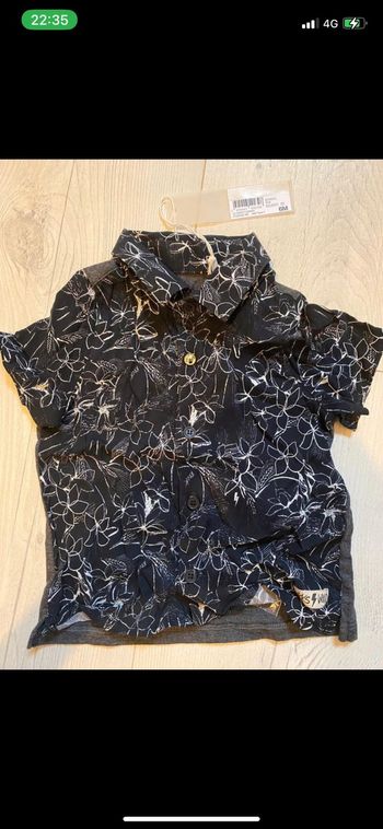 Chemise noire imprimé bio garçon ikks
