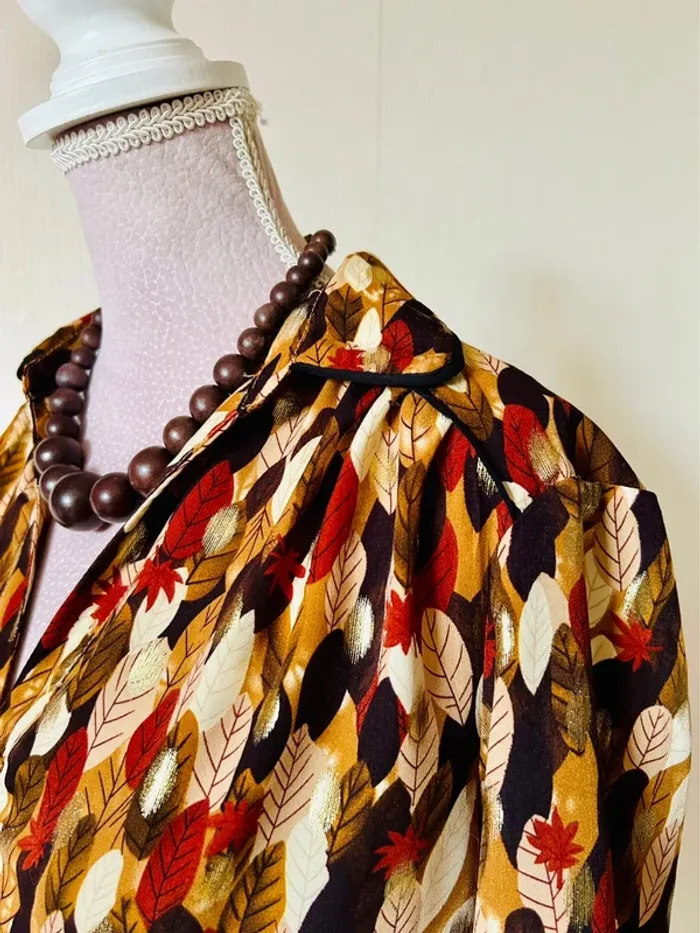 🍁Robe tunique automnale feuillage doré Boho chic S/36 Autumn gold leaf dress tunic🍁 - photo numéro 11