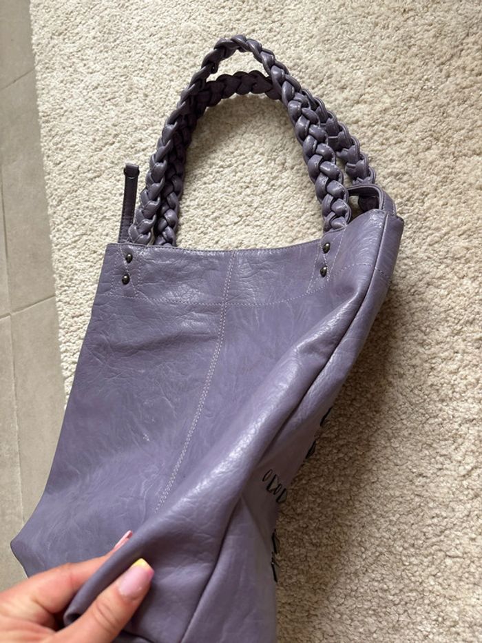 Sac cabas à clous similicuir violet - photo numéro 7