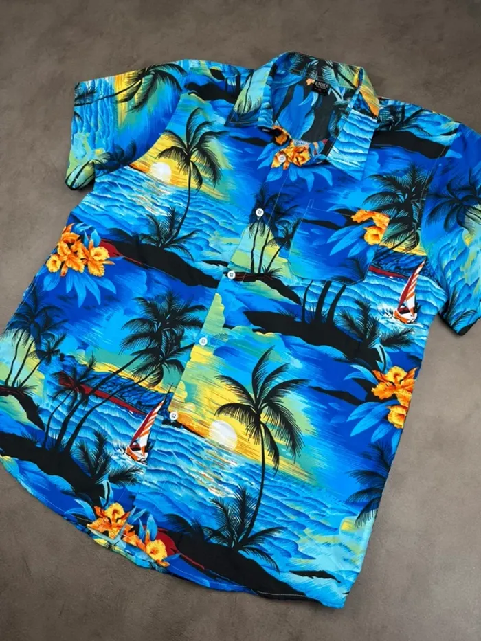 Chemise Vintage Y2k à motifs fleurs Style Hawaïen Taille XL - photo numéro 2