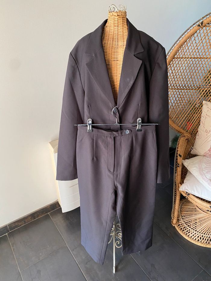 Tailleur La City blazer et pantalon marron taille 38 - photo numéro 17