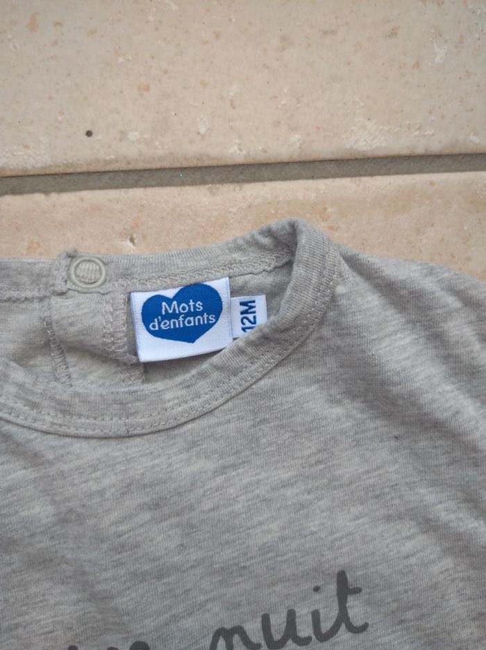 Pyjama été léger Mixte 12 mois douce nuit Oiseau Mots d'enfants - photo numéro 2