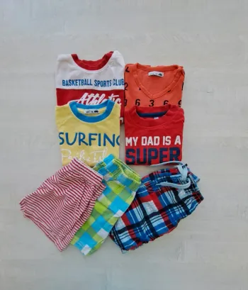 Lot 7 pièces bébé - taille 74cm - printemps été - Shorts T-shirts