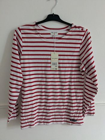 T-shirt manches longues rouge et blanc rayé ted lapidus
