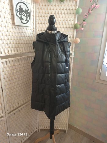 Doudoune sans manches similicuir noir femme GÉMO  TL / 40 