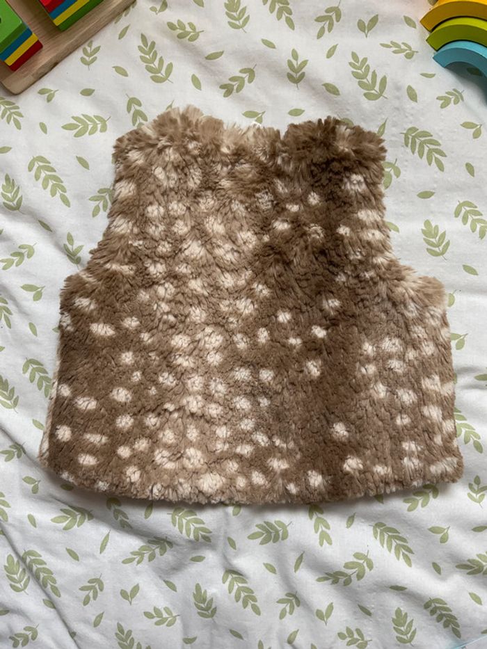 gilet sans manches en fourrure beige 9 mois orchestra - photo numéro 5