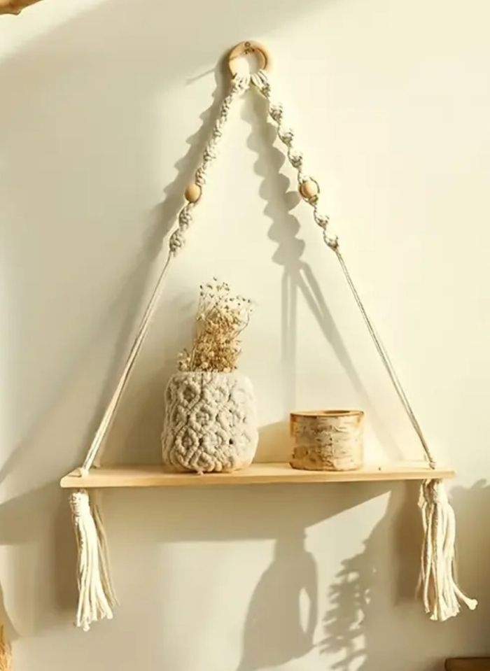 Suspension macramé étagère plantes