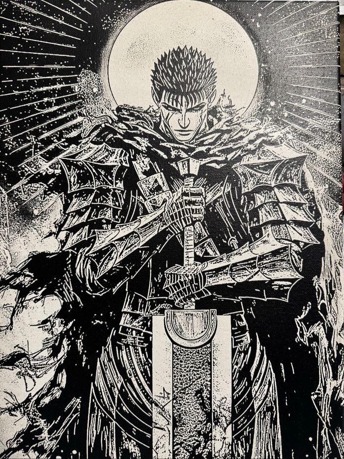 Tableau Berserk Guts épée lune toile 30x40cm - photo numéro 4