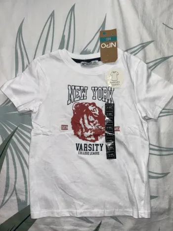 T-shirt blanc tigre Npo kid