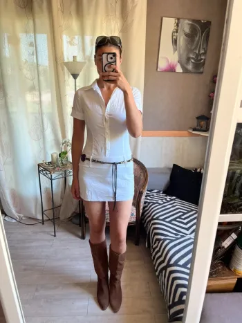 Robe lin coton  western coachella vintage country Santiags bohème champêtre