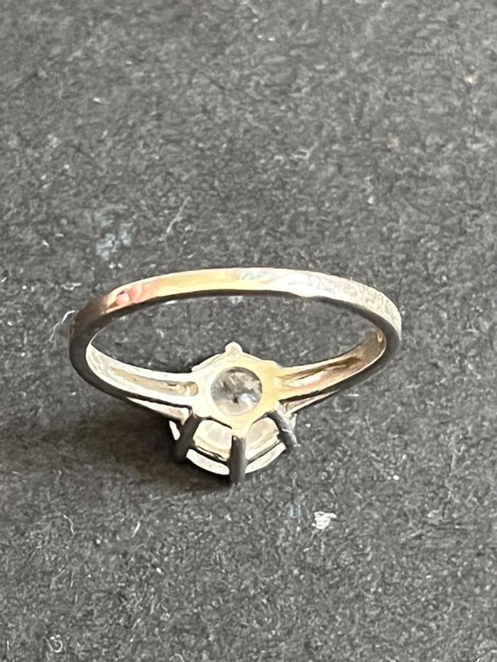 Jolie bague «solitaire » en argent massif avec zircon T. 54 femme TBE - photo numéro 9