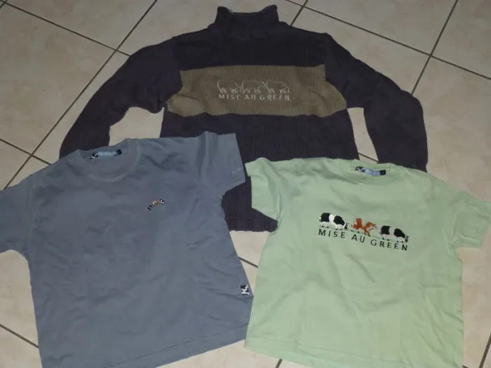 1 pull 2 tee-shirt MISE au Green 6 / 8 ans