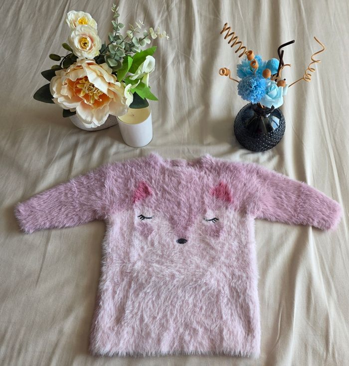 Gemo robe Mailles Peluche Vieux Rose 6 mois Très bon état