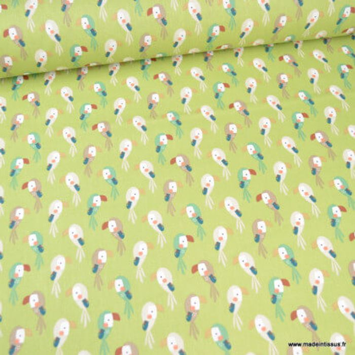 Coupons tissus coton motif TOUCAN– Bio - Neuf - photo numéro 3