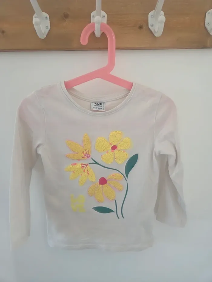 Tee-shirt manches longues 4ans tao crème - photo numéro 6