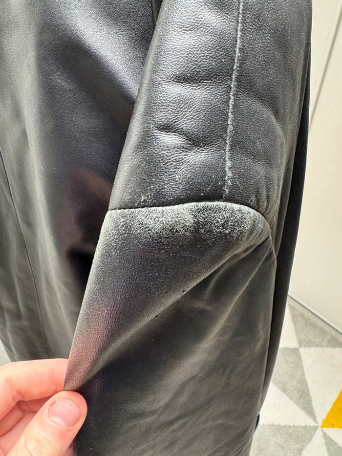 Long manteau en cuir vintage Taille XL - photo numéro 6