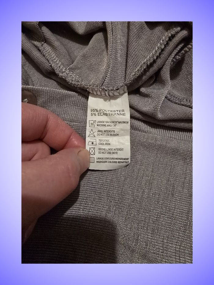Gilet Cardigan Manches Courtes Gris Taille 42 XL B&K Style - photo numéro 4