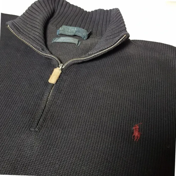 Pull Camionneur half demi zip Ralph Lauren XL Noir - photo numéro 5