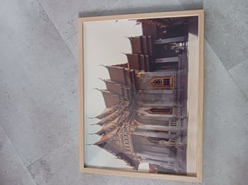 tableau cadre bois clair photo temple en Thaïlande 42 x 32 cm