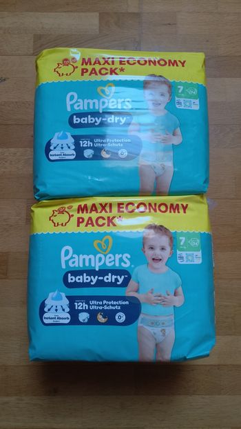 2 maxis economy packs Pampers baby dry taille 7 
