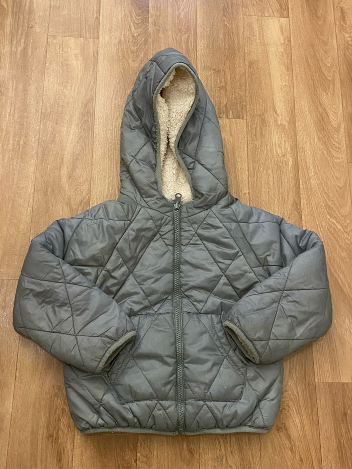 Parka réversible kaki/crème fille 5/6 ans