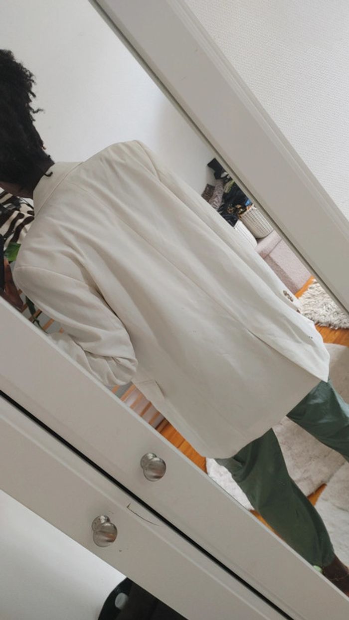 Blazer oversize épaulette blanc cassé - photo numéro 4
