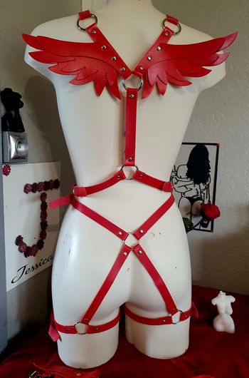 Ceintures rouges ailes festival costume bondage bd