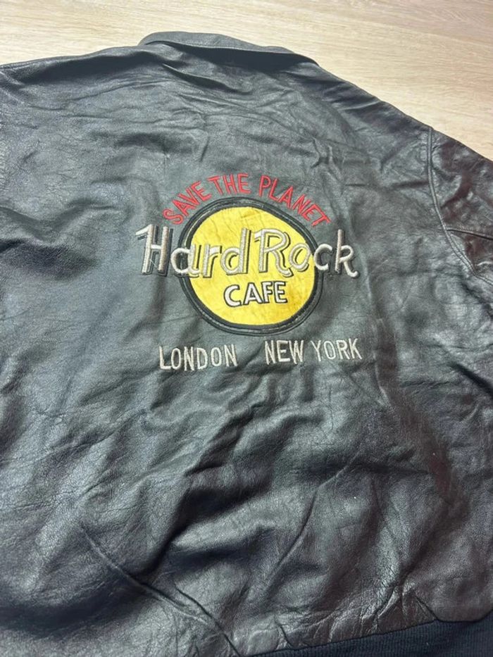 Blouson Vintage Cuir Hard Rock Cafe “Save The Planet” London New York Taille M - photo numéro 5