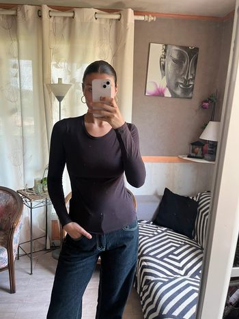 Top tee-shirt uni marron gainant