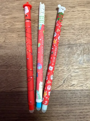  Lot de 3 stylos effaçables – Thème Noë