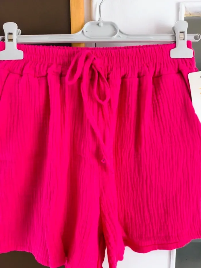 Short rose fushia gaz de coton TU 38 à 44 - photo numéro 4
