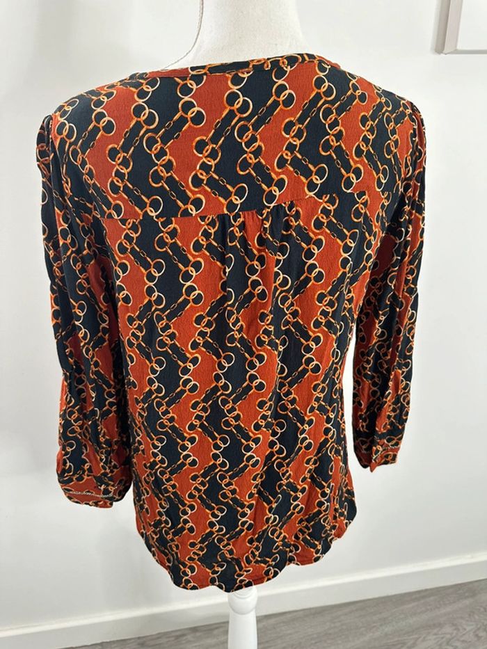 Blouse chaines noire dorée et terra cotta Maison 123 T42 XL - photo numéro 5