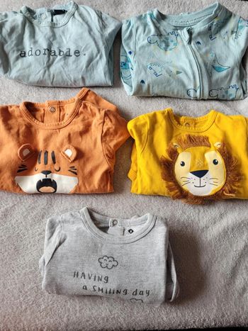 Lot de 5 pyjamas 3 mois mi-saison