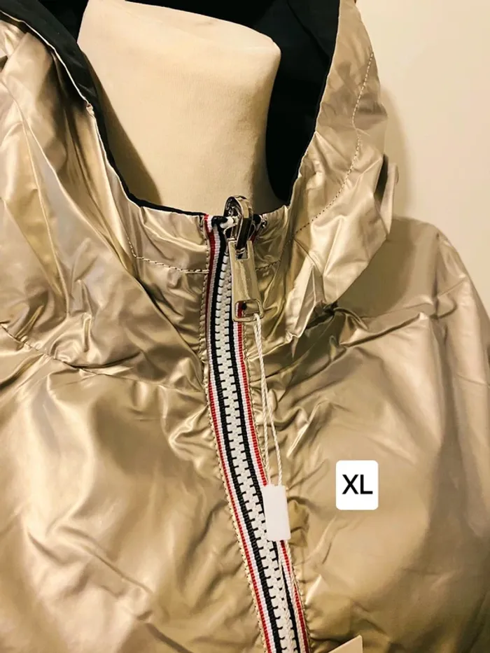 Manteau imperméable femme réversible long noir doré taille XL - photo numéro 5