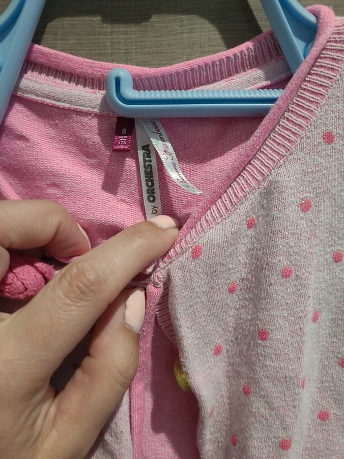 Gilet rose avec motifs, taille 8 ans - photo numéro 2