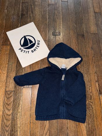 Gilet petit bateau maille Coton et laine 6 mois