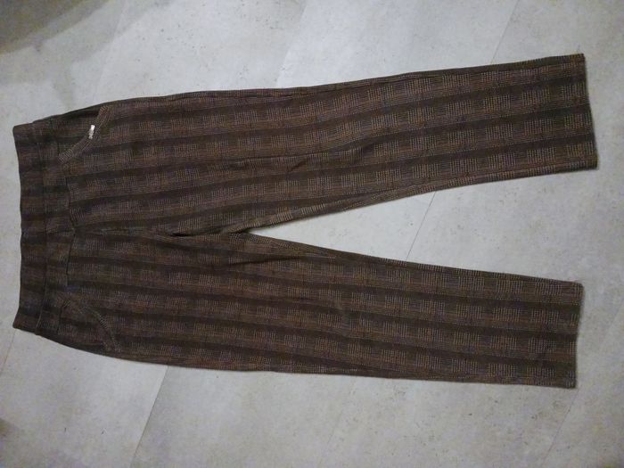 pantalon à carreaux marron Taille M -L taille élastiquée - photo numéro 2