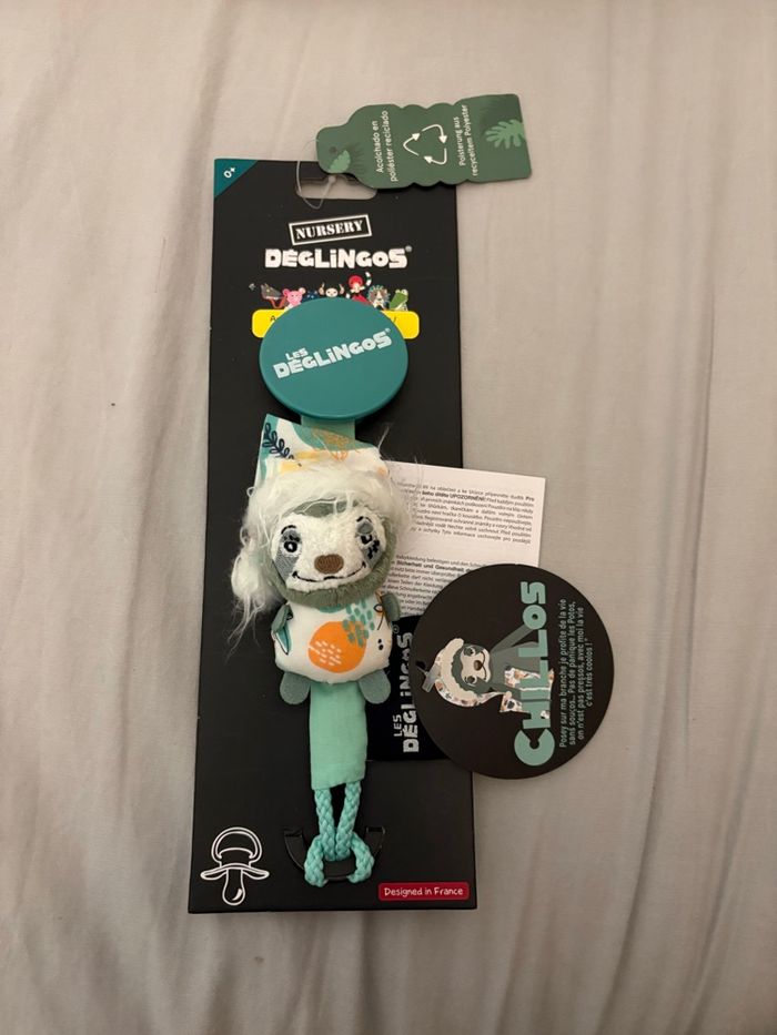 Attache tétine neuve les deglingos Chillos le paresseux