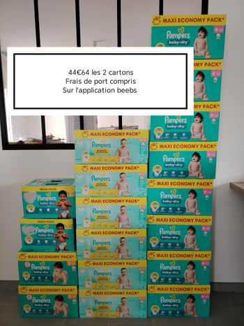 Carton de couches pampers baby-dry et pants
