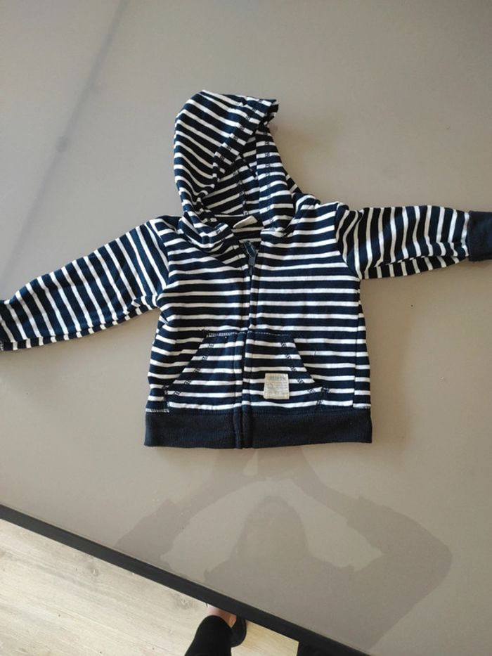 Gilet zippé marinière 6 mois - photo numéro 2