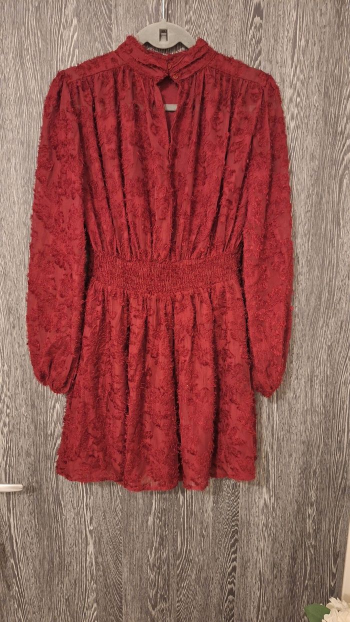 Robe patineuse motifs duveteux bordeaux - photo numéro 2