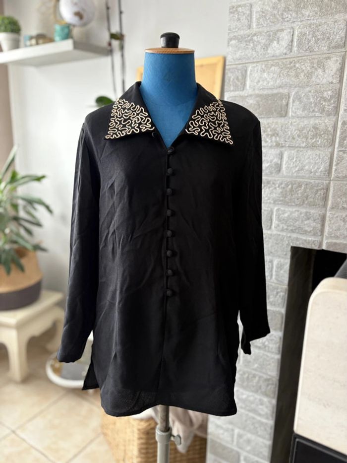 Blouse manche longue Carole Richard - matière fluide - noir - taille 40/L