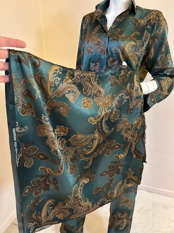Ensemble chemise longue pantalon et foulard/ écharpe - photo numéro 8